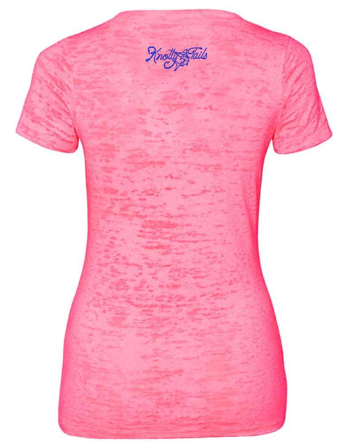 Women's Pink Marlin V-neck Burnout Tee - KnottyTails